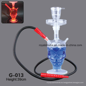 Nuevo diseño todo vidrio Kaya Skull Hookah Shisha con luz LED